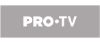 Pro TV company logo displayed in minimalist monochrome style